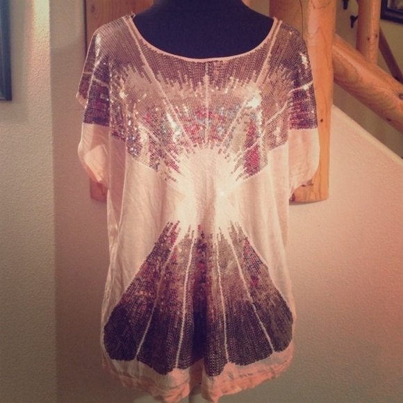 H&M NWOT blush colored sequin top - Picture 5 of 5